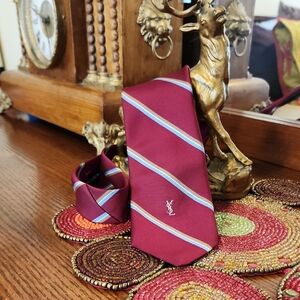 Yves Saint Laurent Burgundy and Light Blue Tie